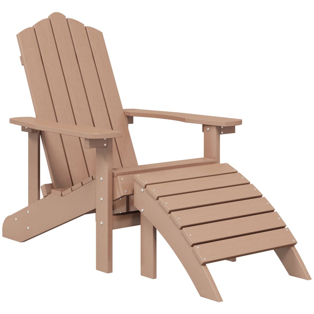 vidaXL Καρέκλες Κήπου Adirondack 2 τεμ. Καφέ από HDPE με Υποπόδια