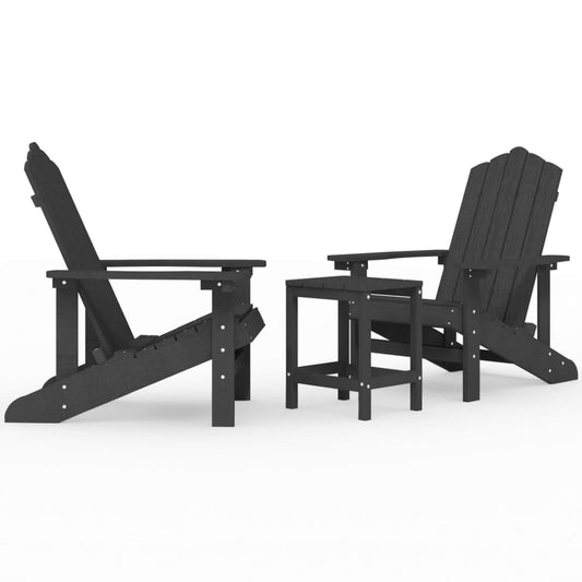 vidaXL Καρέκλες Κήπου Adirondack Ανθρακί από HDPE με Τραπεζάκι
