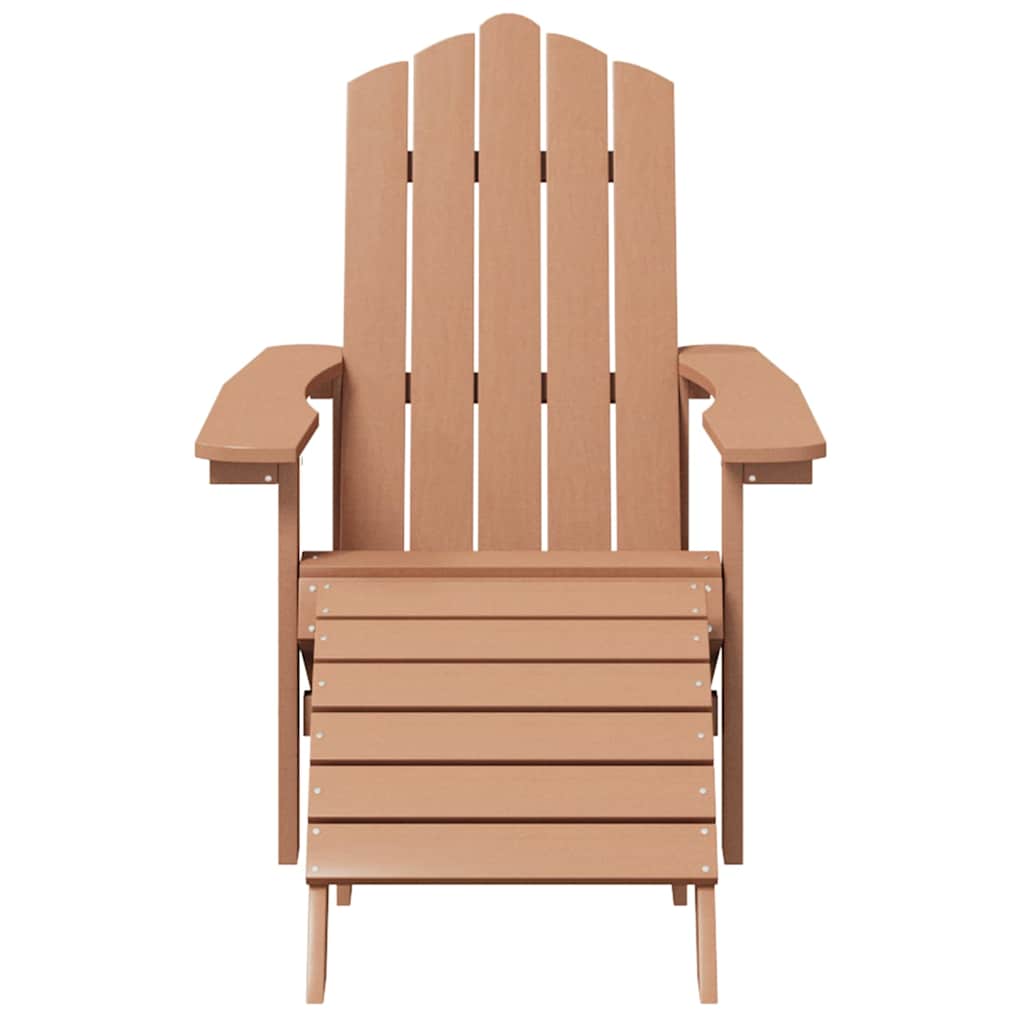 vidaXL Καρέκλα Κήπου Adirondack Καφέ από HDPE με Υποπόδιο & Τραπεζάκι