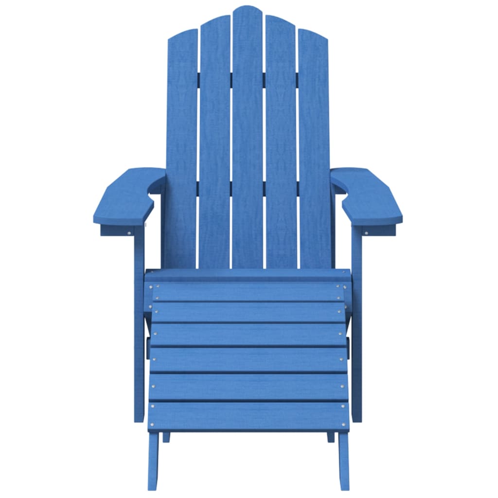 vidaXL Καρέκλα Κήπου Adirondack Γαλάζια HDPE με Υποπόδιο & Τραπεζάκι