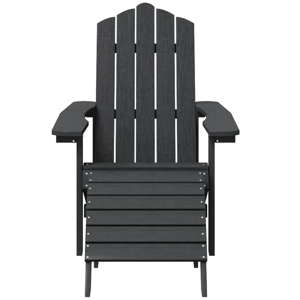 vidaXL Καρέκλες Κήπου Adirondack με Υποπόδιο&Τραπεζάκι Ανθρακί HDPE