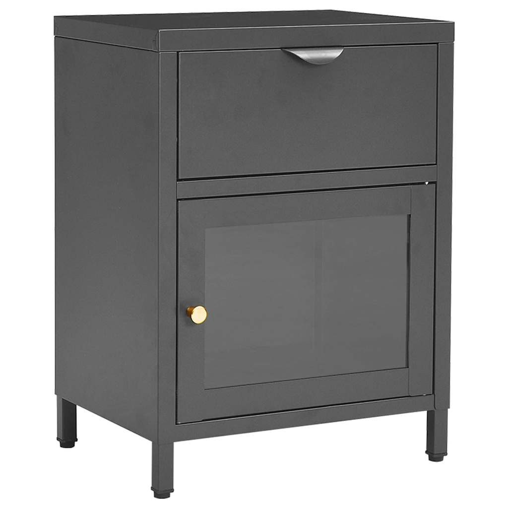 vidaXL Κομοδίνα 2 τεμ. Ανθρακί 40 x 30 x 54,5 εκ. από Ατσάλι / Γυαλί