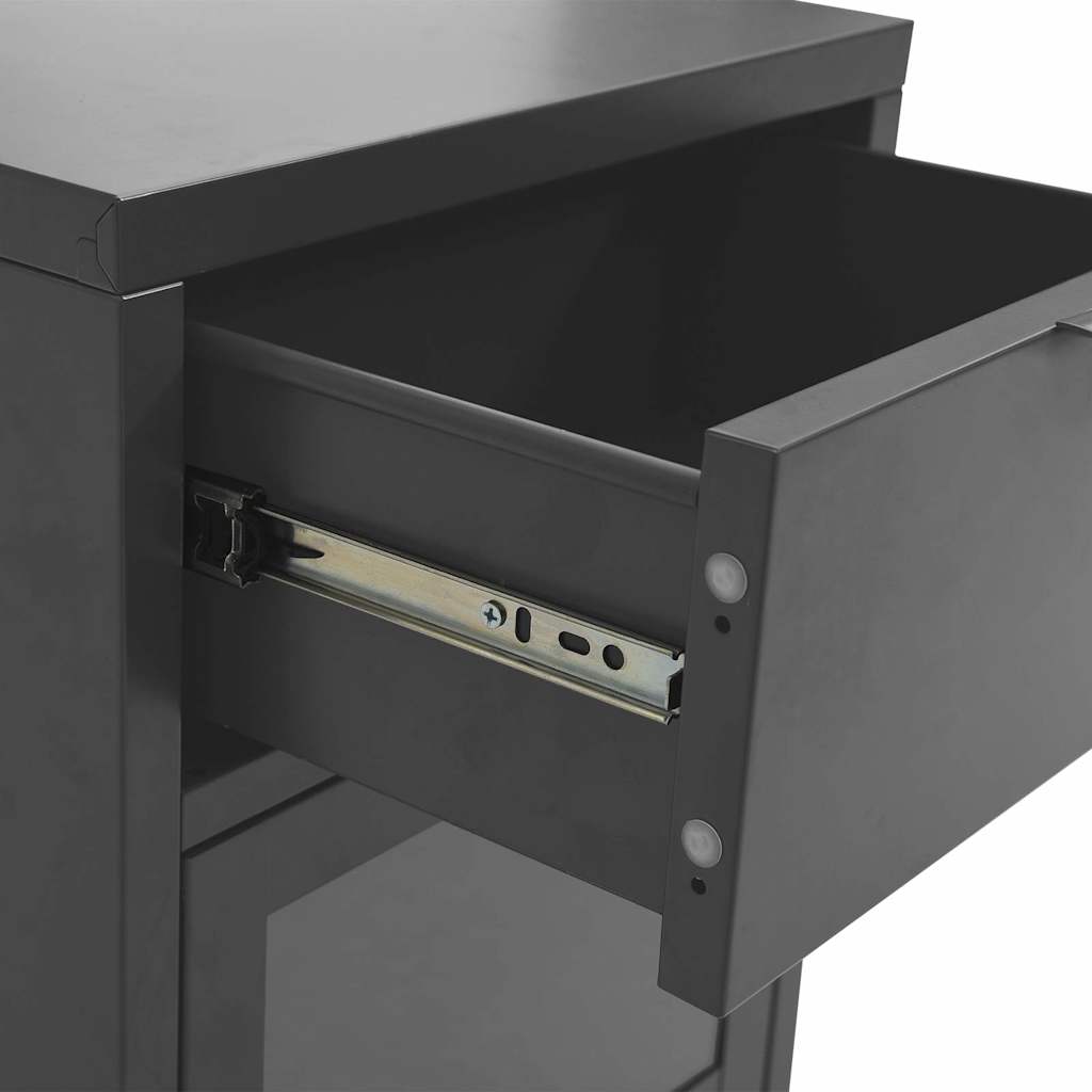 vidaXL Κομοδίνα 2 τεμ. Ανθρακί 40 x 30 x 54,5 εκ. από Ατσάλι / Γυαλί