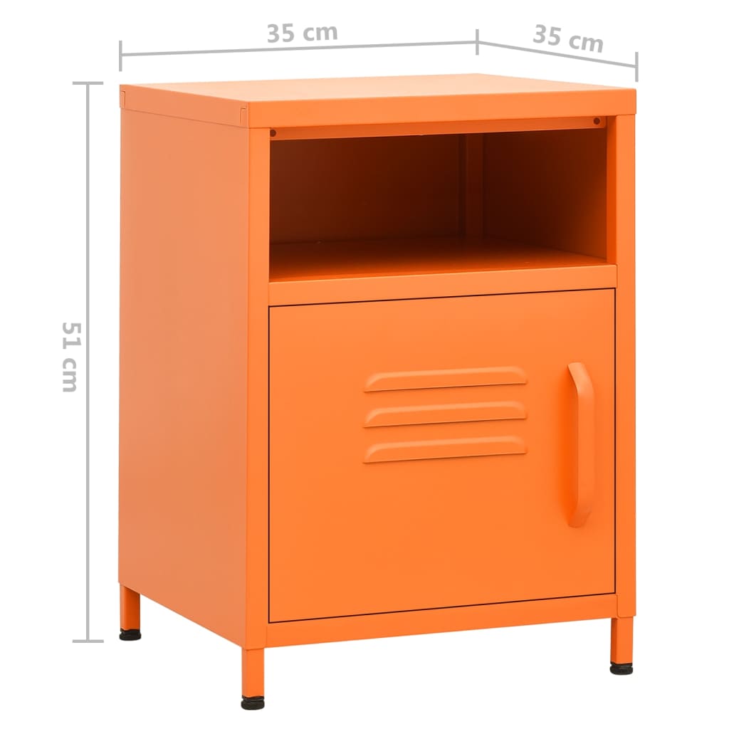 vidaXL Κομοδίνα 2 τεμ. Πορτοκαλί 35 x 35 x 51 εκ. Ατσάλινα