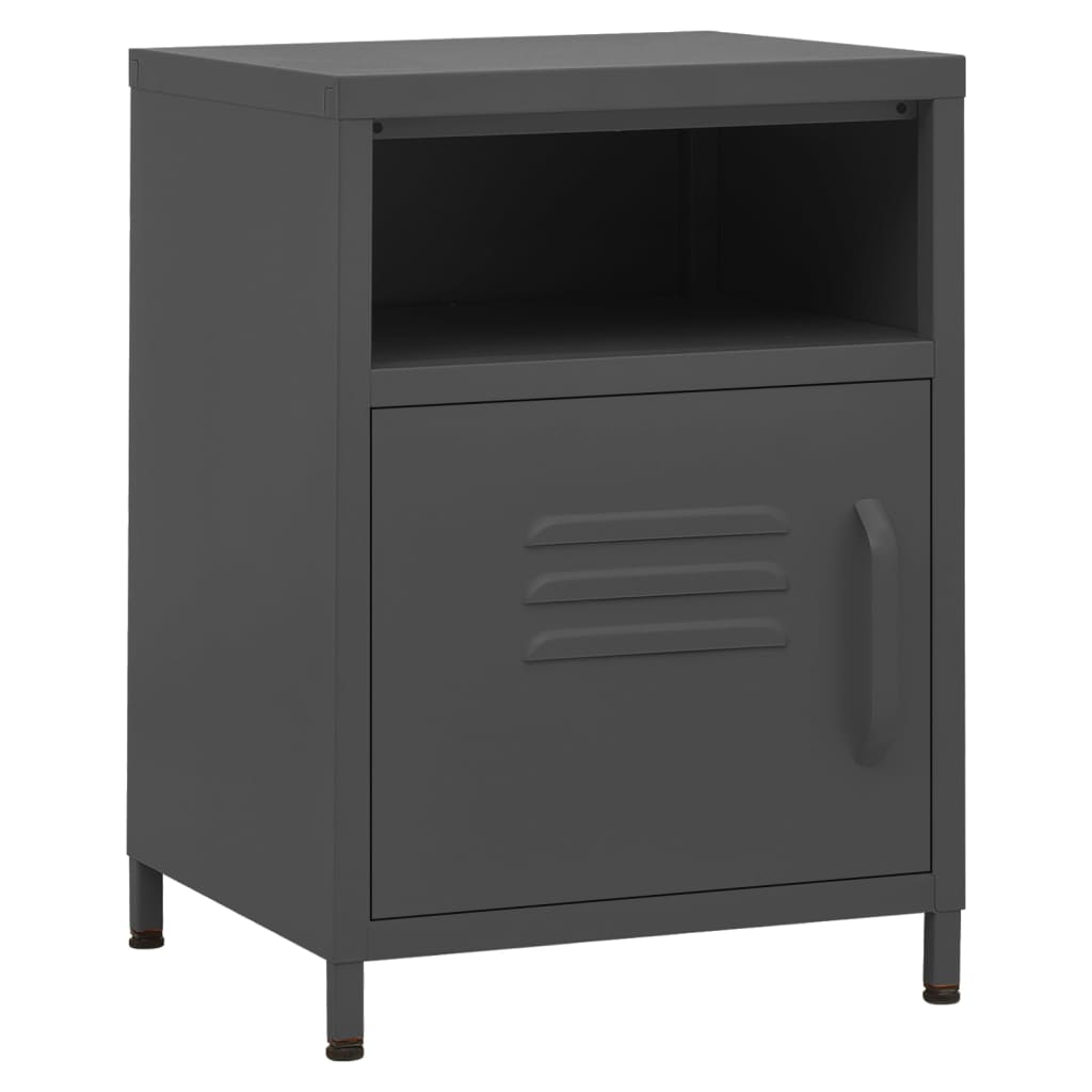 vidaXL Κομοδίνα 2 τεμ. Ανθρακί 35 x 35 x 51 εκ. Ατσάλινα