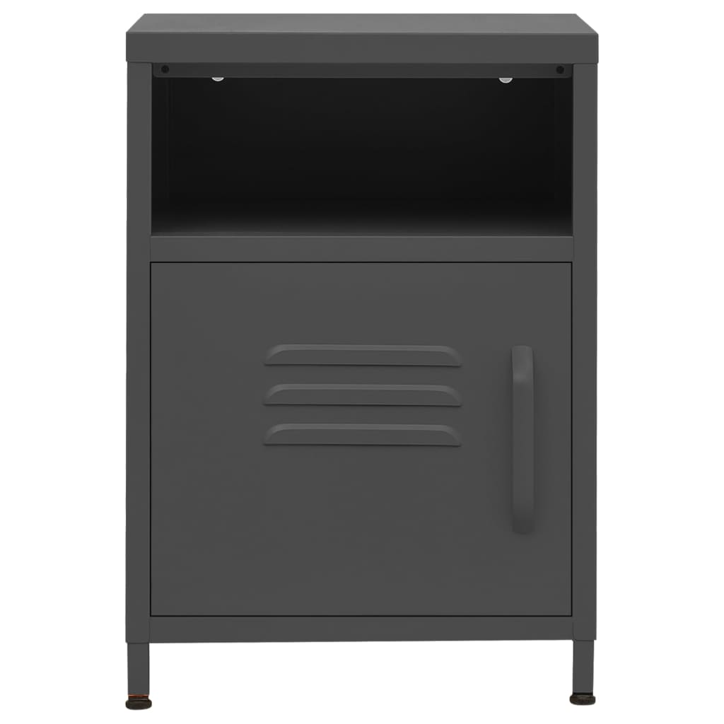vidaXL Κομοδίνα 2 τεμ. Ανθρακί 35 x 35 x 51 εκ. Ατσάλινα