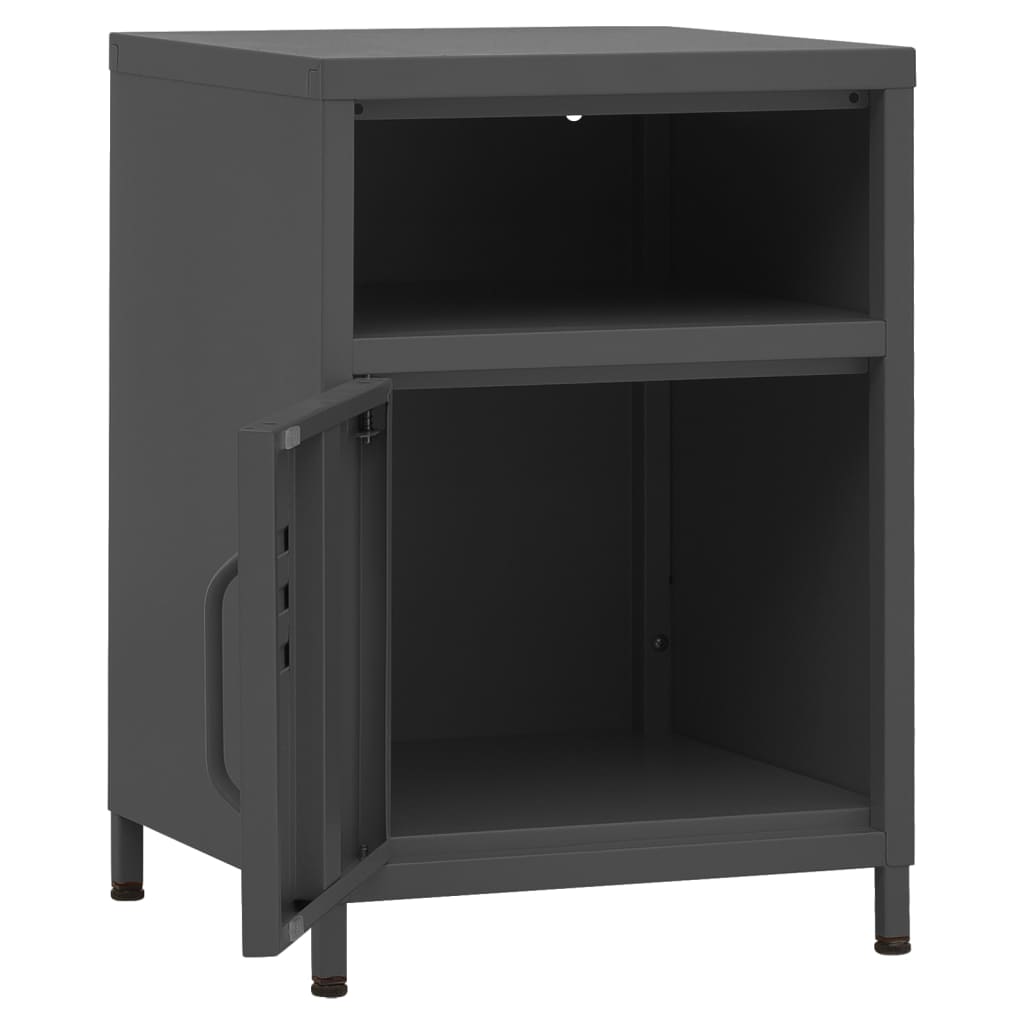 vidaXL Κομοδίνα 2 τεμ. Ανθρακί 35 x 35 x 51 εκ. Ατσάλινα