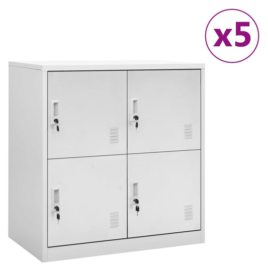 vidaXL Φοριαμοί 5 τεμ. Ανοιχτό Γκρι 90 x 45 x 92,5 εκ. Ατσάλινοι