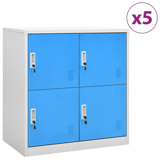vidaXL Φοριαμοί 5 τεμ. Ανοιχτό Γκρι/Μπλε 90 x 45 x 92,5 εκ. Ατσάλινοι