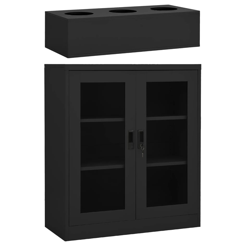 vidaXL Ντουλάπα Γραφείου με Γλάστρα Ανθρακί 90x40x128 εκ. Ατσάλινη