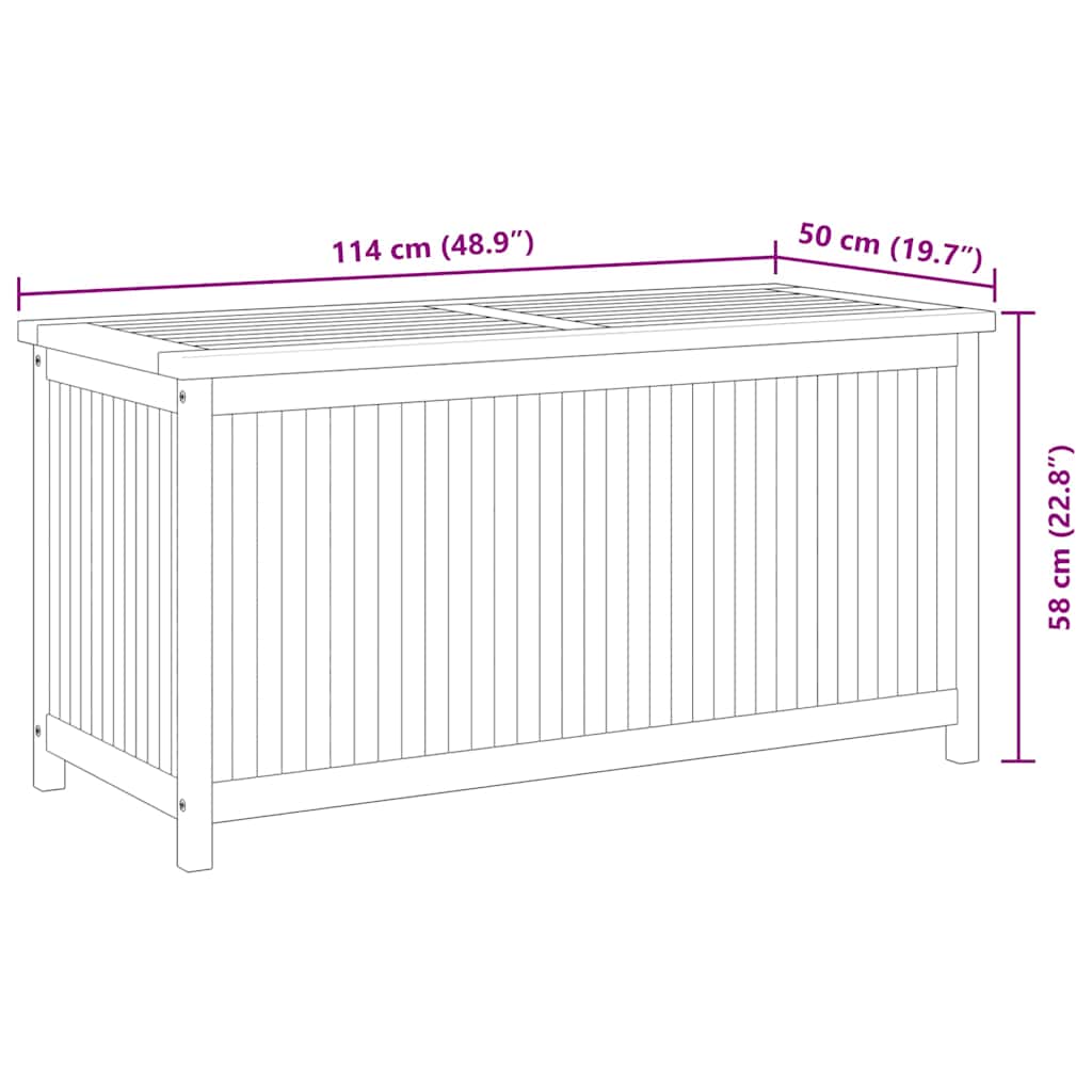 vidaXL Μπαούλο Κήπου 114 x 50 x 58 εκ. από Μασίφ Ξύλο Teak