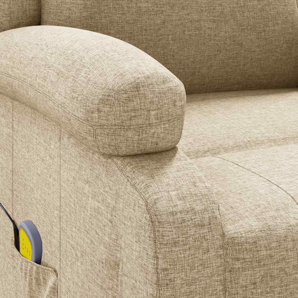 vidaXL Πολυθρόνα Μασάζ Κρεμ Υφασμάτινη