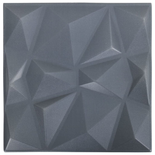 vidaXL Πάνελ Τοίχου 3D 24 τεμ. Γκρι Διαμαντιού 50 x 50 εκ. 6 μ²