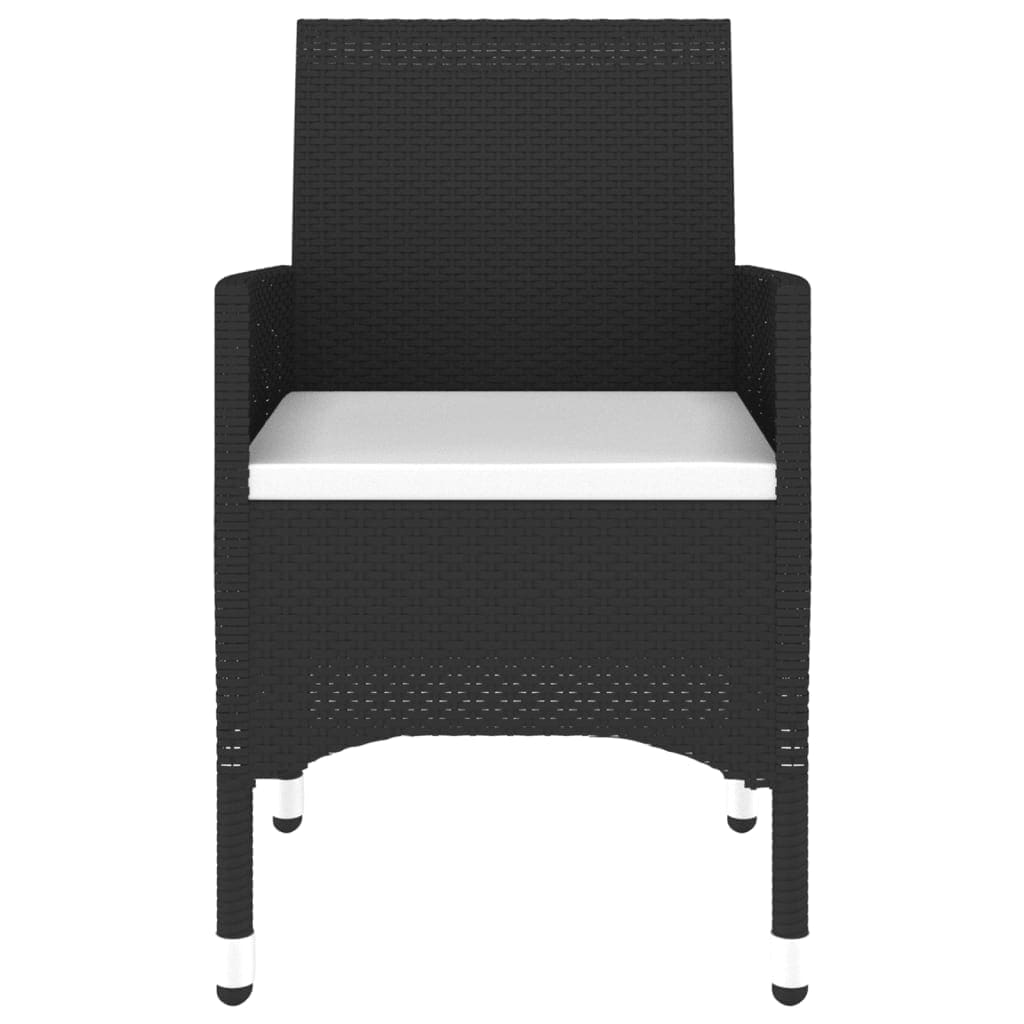 vidaXL Σετ Επίπλων Bistro Κήπου 3 τεμ. Μαύρο Συνθ. Ρατάν/Ψημένο Γυαλί