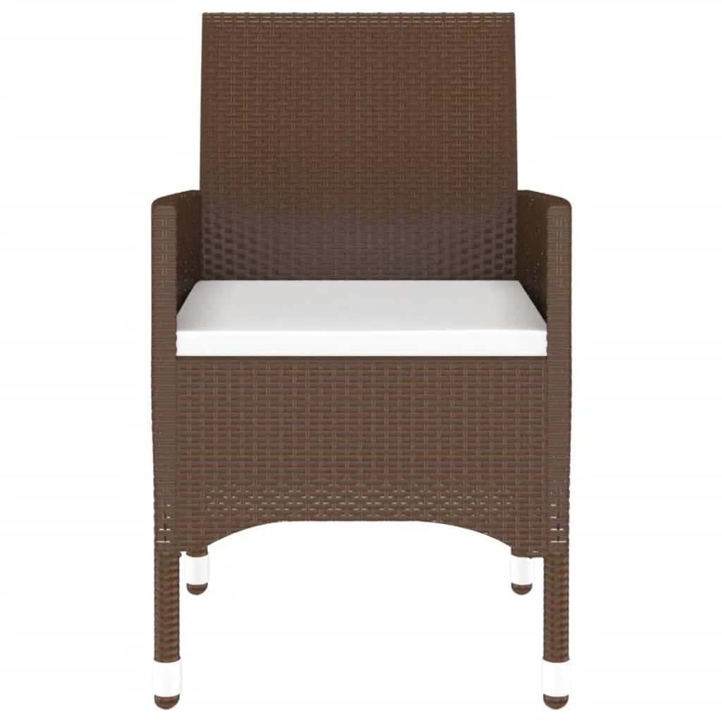 vidaXL Σετ Επίπλων Bistro Κήπου 3 τεμ. Καφέ Συνθ. Ρατάν/Ψημένο Γυαλί