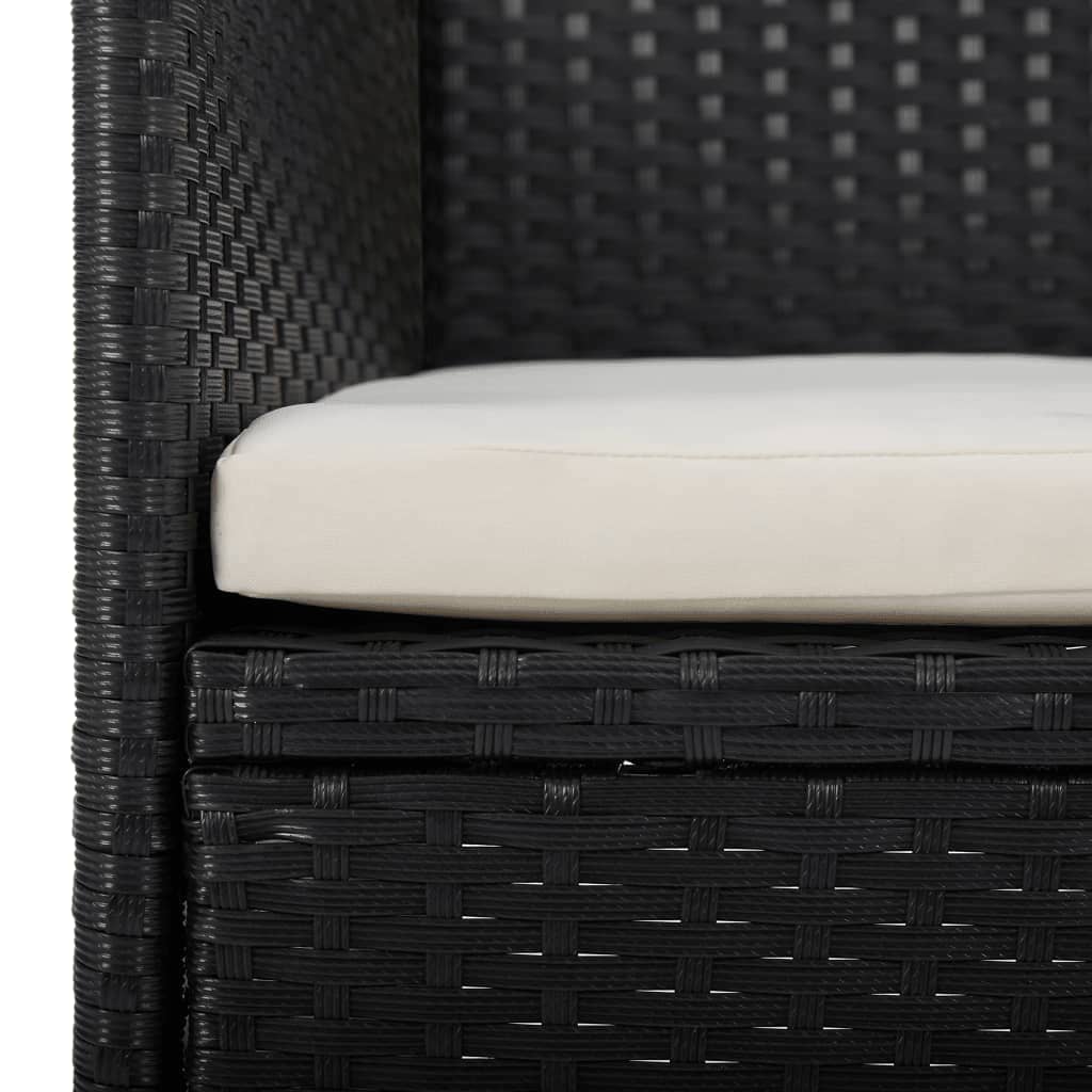 vidaXL Σετ Τραπεζαρίας Κήπου 3 Τεμαχίων Μαύρο Συνθ. Ρατάν/Ψημένο Γυαλί