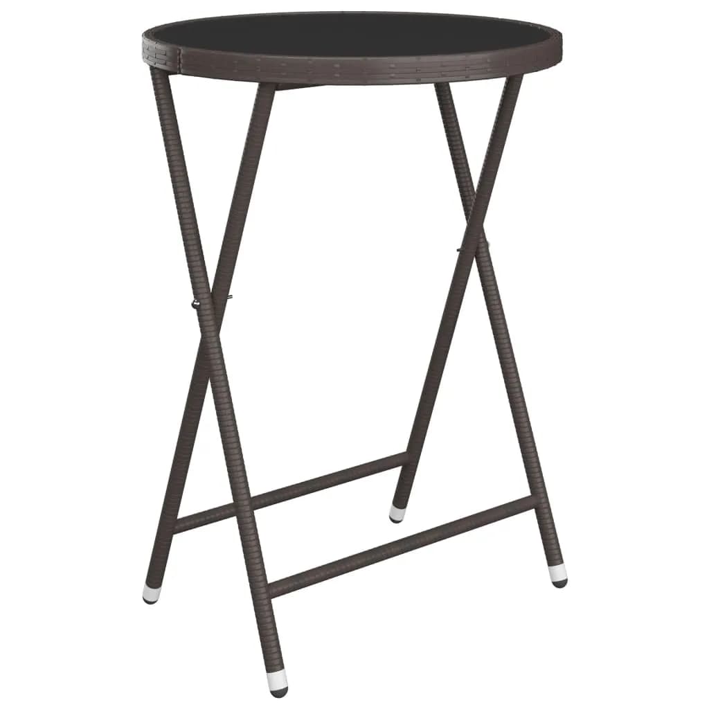 vidaXL Σετ Επίπλων Bistro Κήπου 3 τεμ. Καφέ Συνθ. Ρατάν/Ψημένο Γυαλί