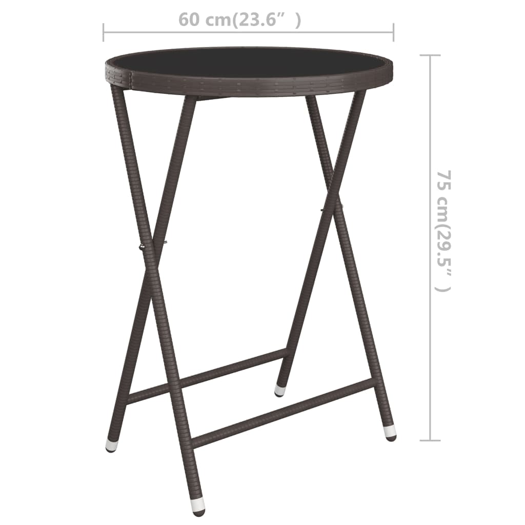 vidaXL Σετ Επίπλων Bistro Κήπου 3 τεμ. Καφέ Συνθ. Ρατάν/Ψημένο Γυαλί