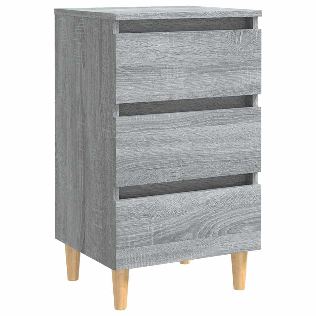 vidaXL Κομοδίνο Γκρι Sonoma 40 x 35 x 69 εκ. με Μασίφ Ξύλινα Πόδια