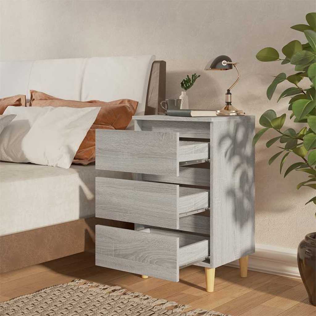 vidaXL Κομοδίνο Γκρι Sonoma 40 x 35 x 69 εκ. με Μασίφ Ξύλινα Πόδια