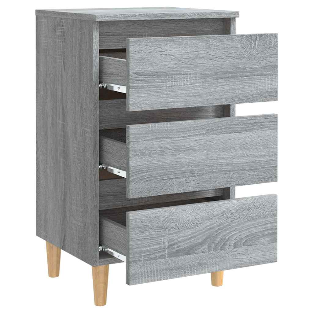 vidaXL Κομοδίνο Γκρι Sonoma 40 x 35 x 69 εκ. με Μασίφ Ξύλινα Πόδια