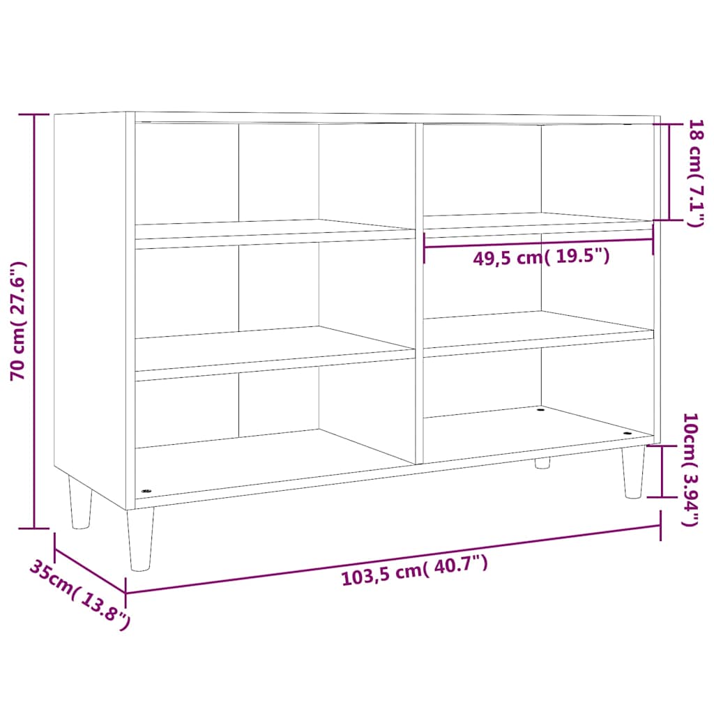 vidaXL Ραφιέρα Γκρι Sonoma 103,5 x 35 x 70 εκ. από Επεξεργασμένο Ξύλο
