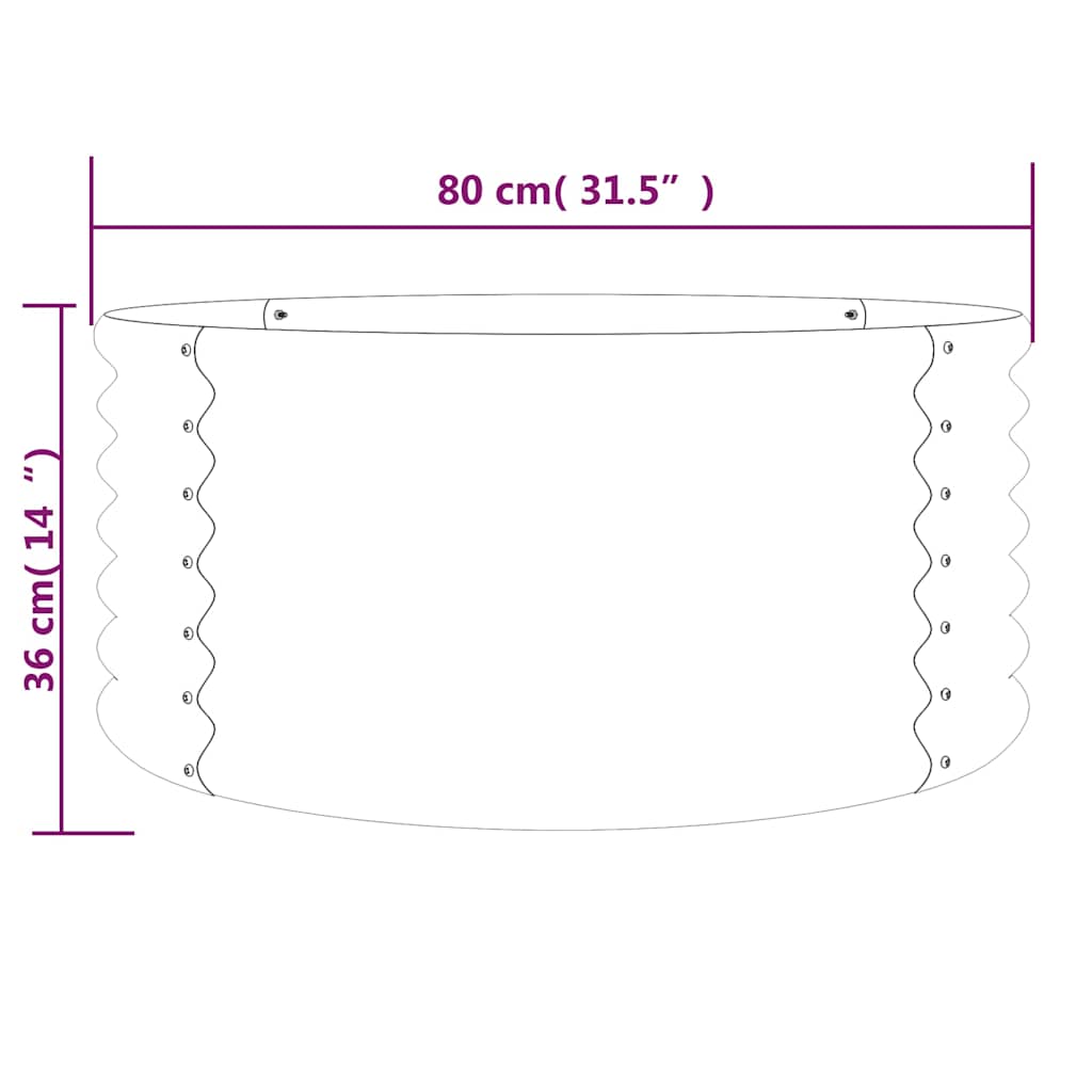 vidaXL Ζαρντινιέρα Γκρι 80x80x36 εκ. Γαλβανισμένος χάλυβας