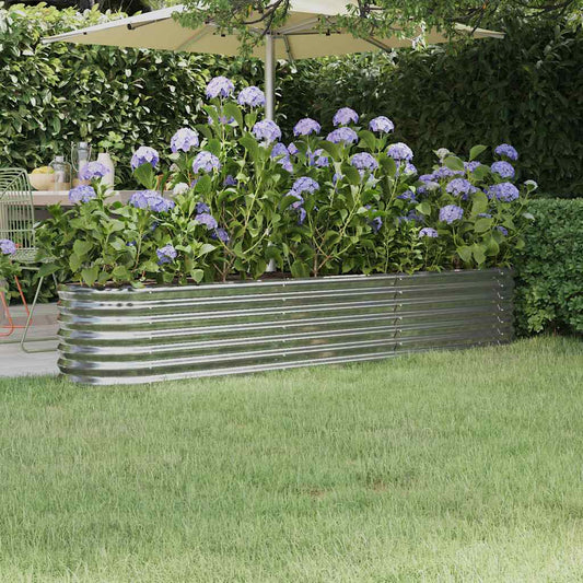 vidaXL Ζαρντινιέρα Ασημί 224x40x36 εκ. Γαλβανισμένος χάλυβας