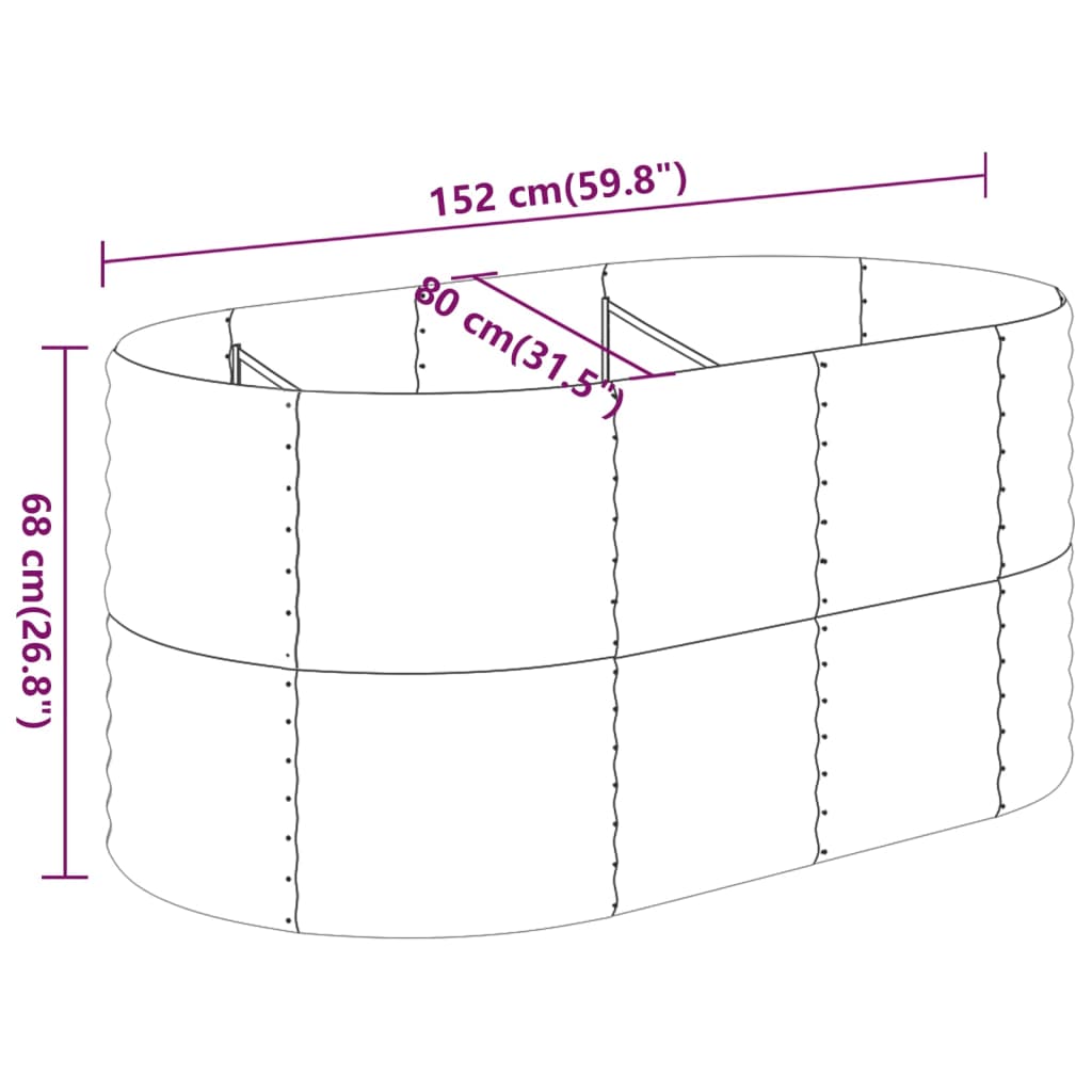 vidaXL Ζαρντινιέρα Ασημί 152x80x68 εκ. Γαλβανισμένος χάλυβας