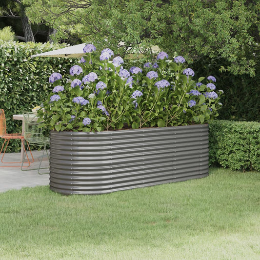 vidaXL Ζαρντινιέρα Γκρι 224x80x68 εκ. Γαλβανισμένος χάλυβας