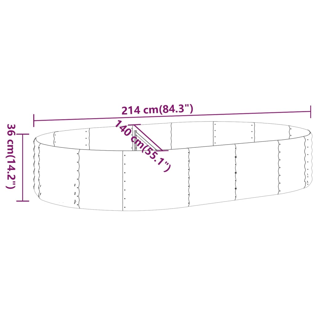 vidaXL Ζαρντινιέρα Πράσινη 214x140x36εκ Γαλβανισμένος χάλυβας
