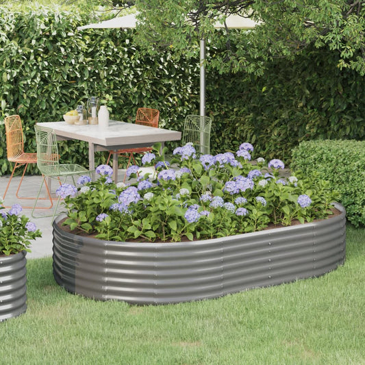 vidaXL Ζαρντινιέρα Γκρι 214x140x36 εκ. Γαλβανισμένος χάλυβας