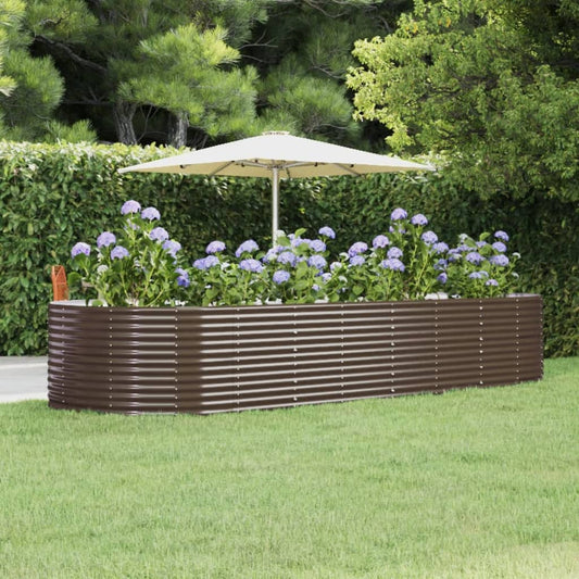 vidaXL Ζαρντινιέρα Καφέ 367x140x68 εκ. Γαλβανισμένος χάλυβας