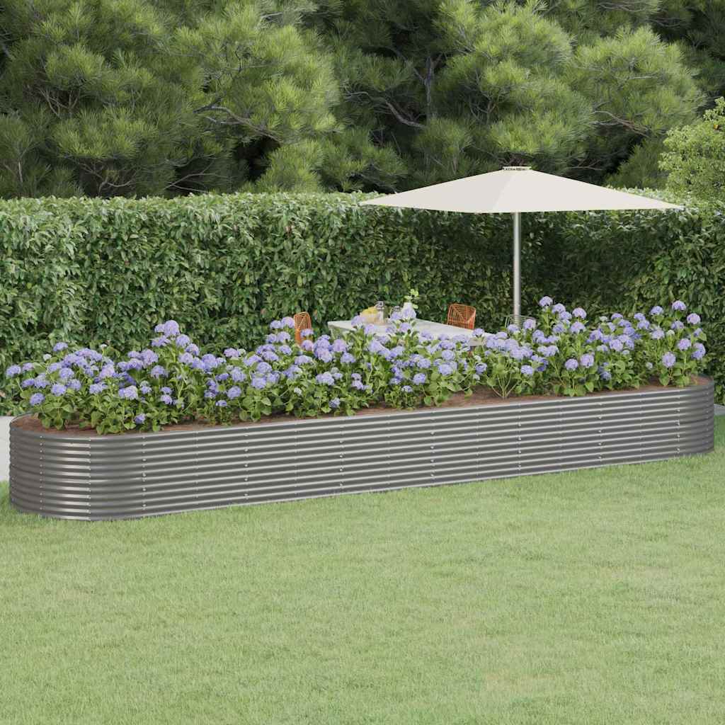 vidaXL Ζαρντινιέρα Γκρι 584x140x68 εκ. Ατσάλι με Ηλεκτρ. Βαφή Πούδρας