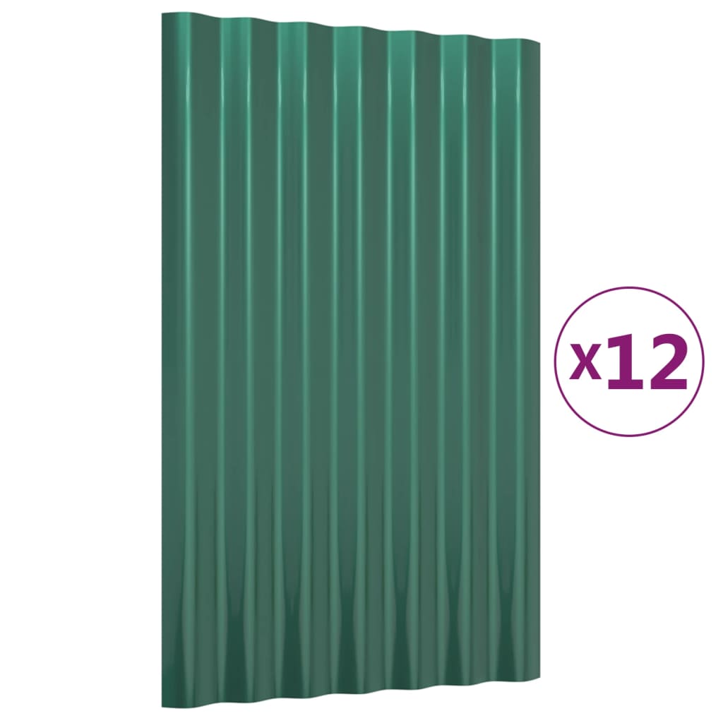 vidaXL Πάνελ Οροφής 12 τεμ. Πράσινα 60x36 εκ. Γαλβανισμένος χάλυβας