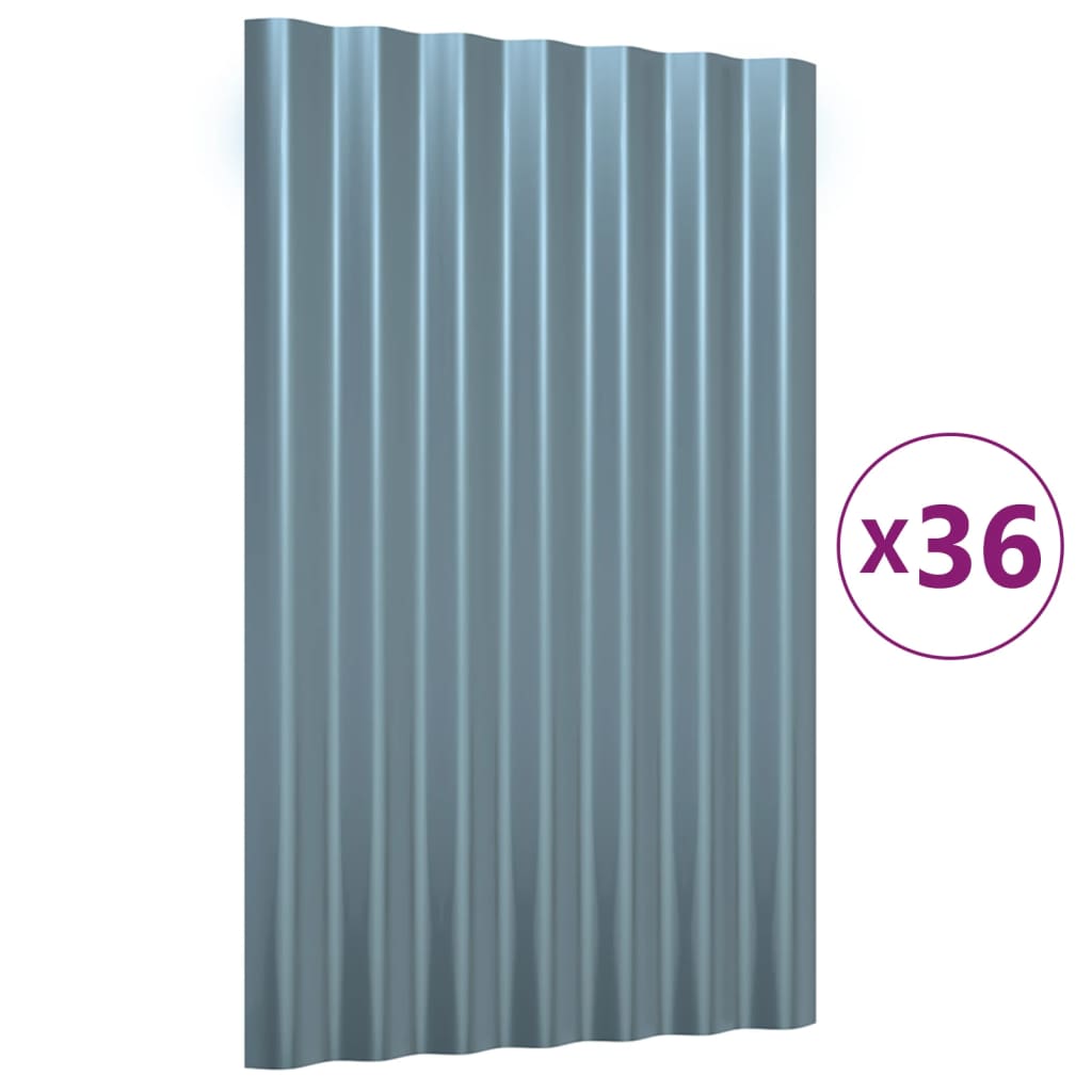 vidaXL Πάνελ Οροφής 36 τεμ. Γκρι 60 x 36 εκ. Γαλβανισμένος χάλυβας