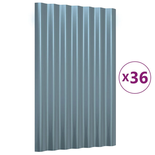 vidaXL Πάνελ Οροφής 36 τεμ. Γκρι 60 x 36 εκ. Γαλβανισμένος χάλυβας