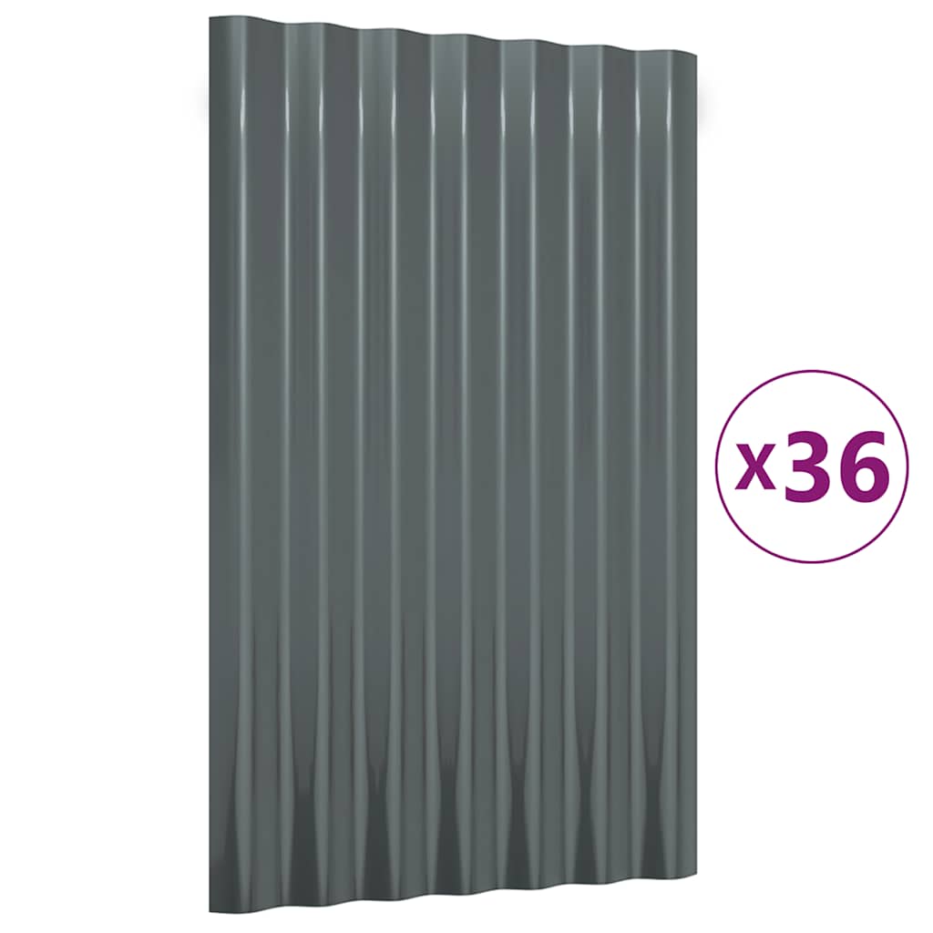 vidaXL Πάνελ Οροφής 36 τεμ. Ανθρακί 60x36 εκ. Γαλβανισμένος χάλυβας