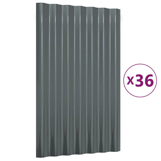 vidaXL Πάνελ Οροφής 36 τεμ. Ανθρακί 60x36 εκ. Γαλβανισμένος χάλυβας