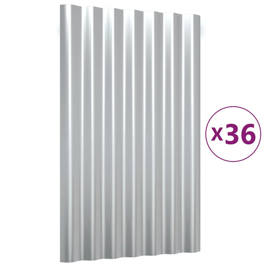vidaXL Πάνελ Οροφής 36 τεμ. Ασημί 60 x 36 εκ. Γαλβανισμένος χάλυβας