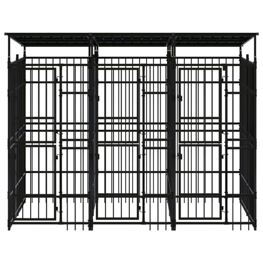 vidaXL Κλουβί Σκύλου Εξωτερικού Χώρου με Οροφή 5,53 μ² από Ατσάλι