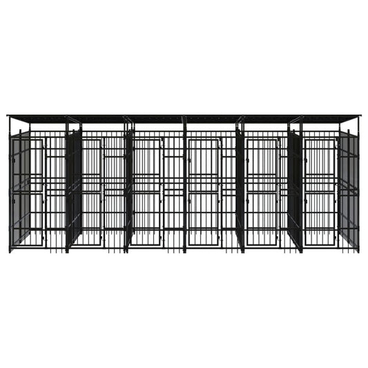 vidaXL Κλουβί Σκύλου Εξωτερικού Χώρου με Οροφή 11,06 μ² από Ατσάλι