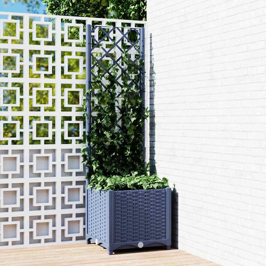 vidaXL Γλάστρα Κήπου με Πλέγμα Μπλε Γκρι 40x40x136 εκ. από Πολυπροπυλένιο