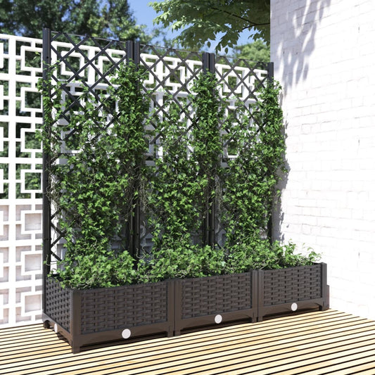 vidaXL Γλάστρα Κήπου με Πλέγμα Μαύρη 120x40x121,5 εκ. από Πολυπροπυλένιο