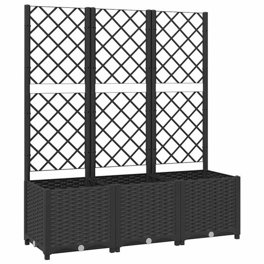 vidaXL Γλάστρα Κήπου με Πλέγμα Μαύρη 120x40x136 εκ. από Πολυπροπυλένιο