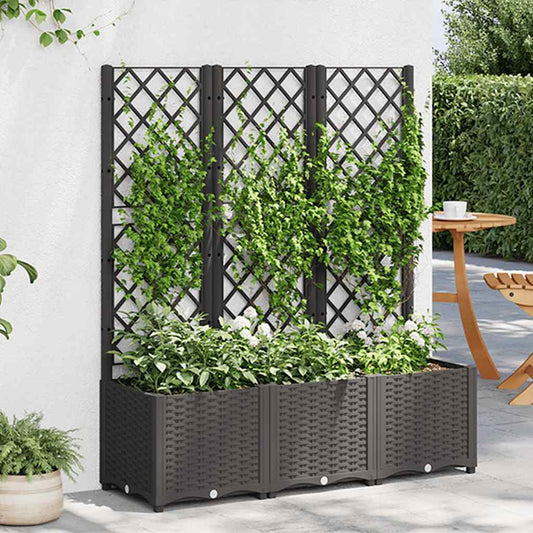 vidaXL Γλάστρα Κήπου με Πλέγμα Μαύρη 120x40x136 εκ. από Πολυπροπυλένιο