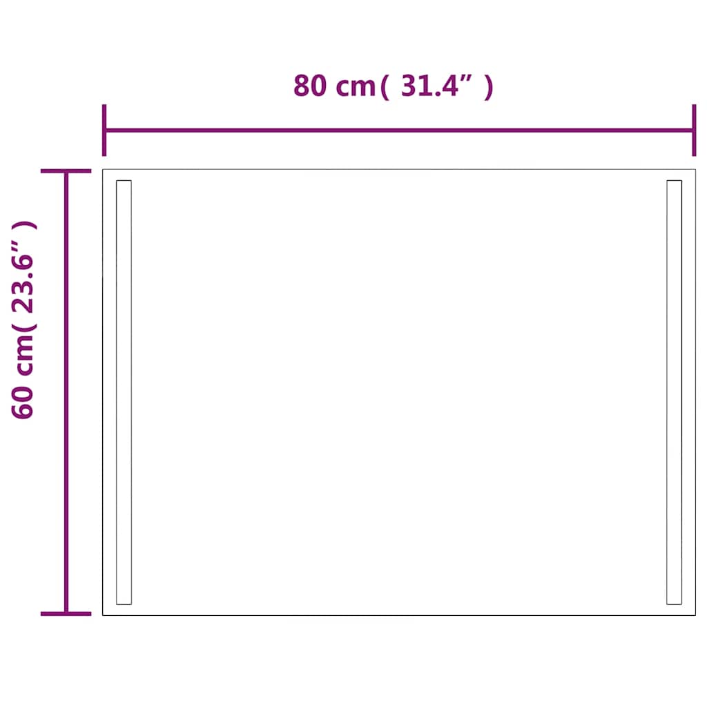 vidaXL Καθρέφτης Μπάνιου με LED 80x60 εκ.