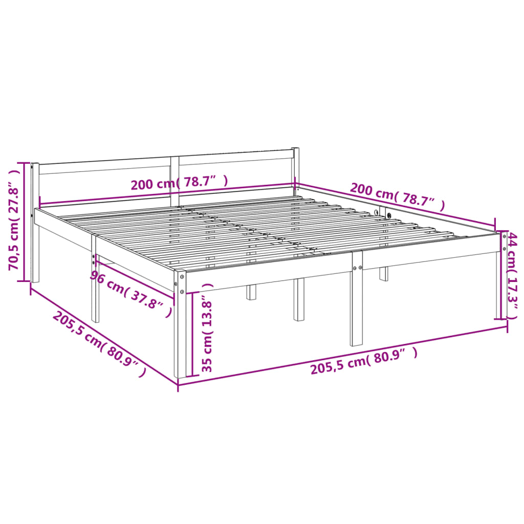 vidaXL Κρεβάτι Ηλικιωμένων 200 x 200 εκ. από Μασίφ Ξύλο Πεύκου