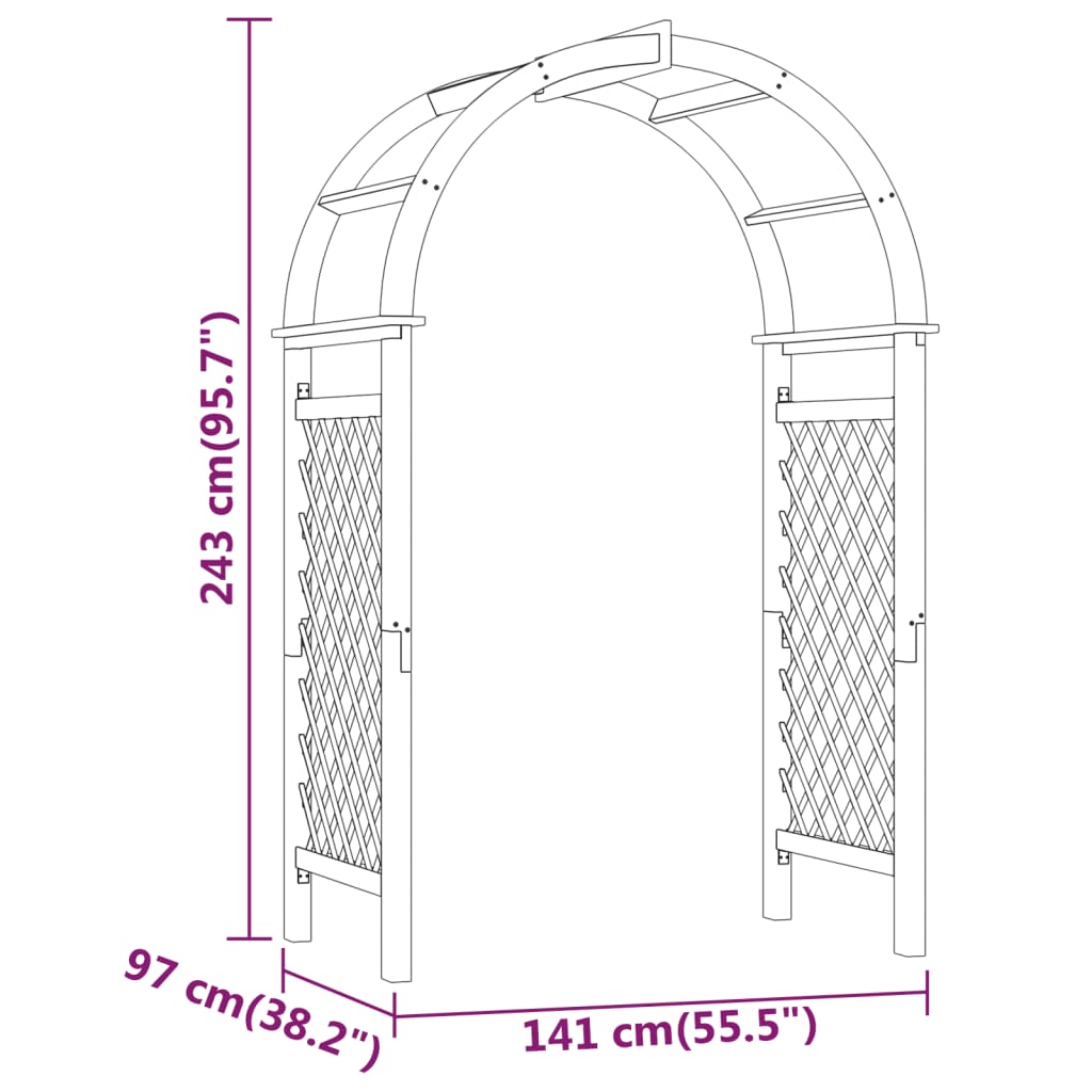 vidaXL Αψίδα με Καφασωτό 141x97x243 εκ. Εμποτισμένο Μασίφ Ξύλο Πεύκου