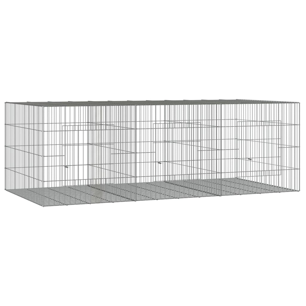 vidaXL Κλουβί Κουνελιών 3 Πάνελ 163x79x54 εκ. από Γαλβανισμένο Σίδερο